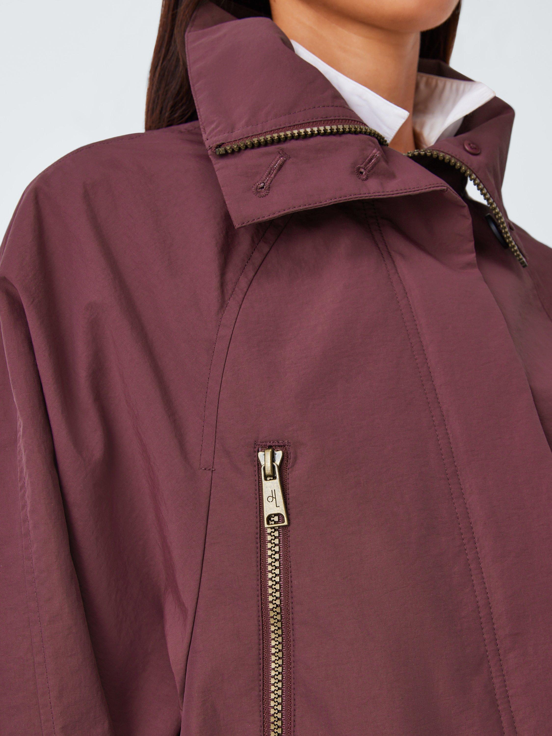 Product image 5 of 6, which shows John Lewis Short Funnel Neck Parka Jacket, Burgundy, 16