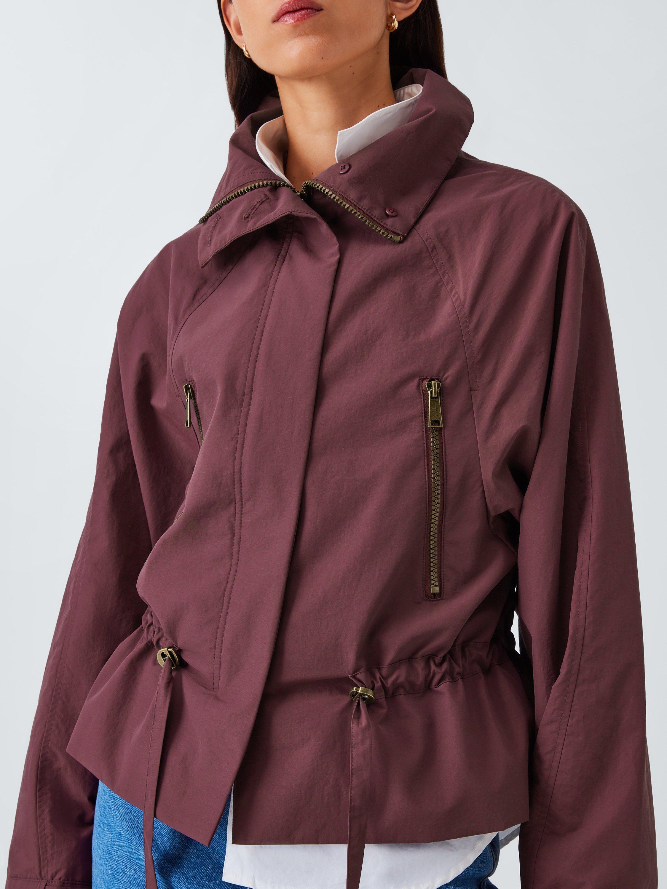 Product image 6 of 6, which shows John Lewis Short Funnel Neck Parka Jacket, Burgundy, 16
