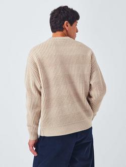 John Lewis Lambswool Blend Broken Rib Knit Crew Neck Jumper - view 2, Shearling