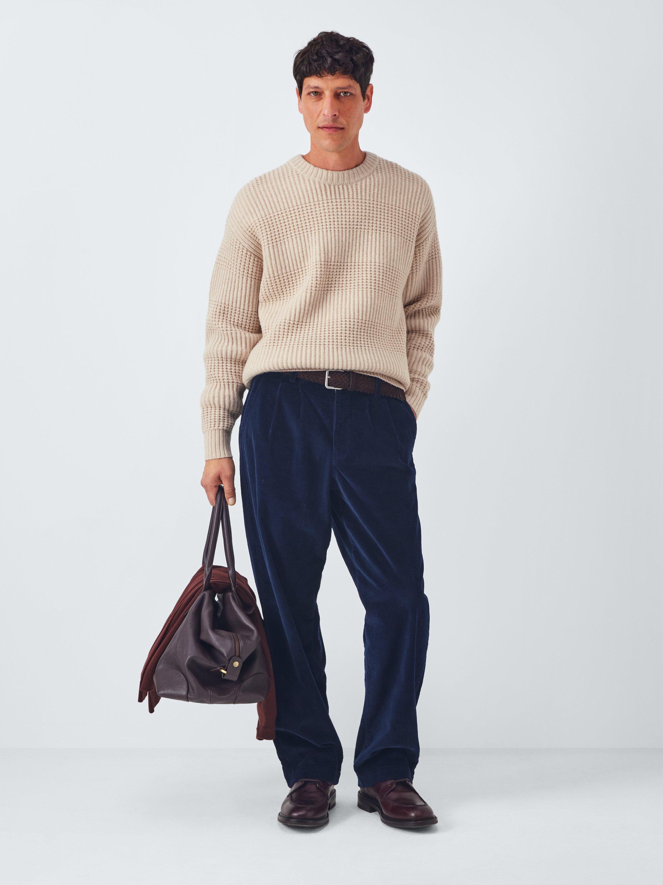 Product image 3 of 6, which shows John Lewis Lambswool Blend Broken Rib Knit Crew Neck Jumper, Shearling, S