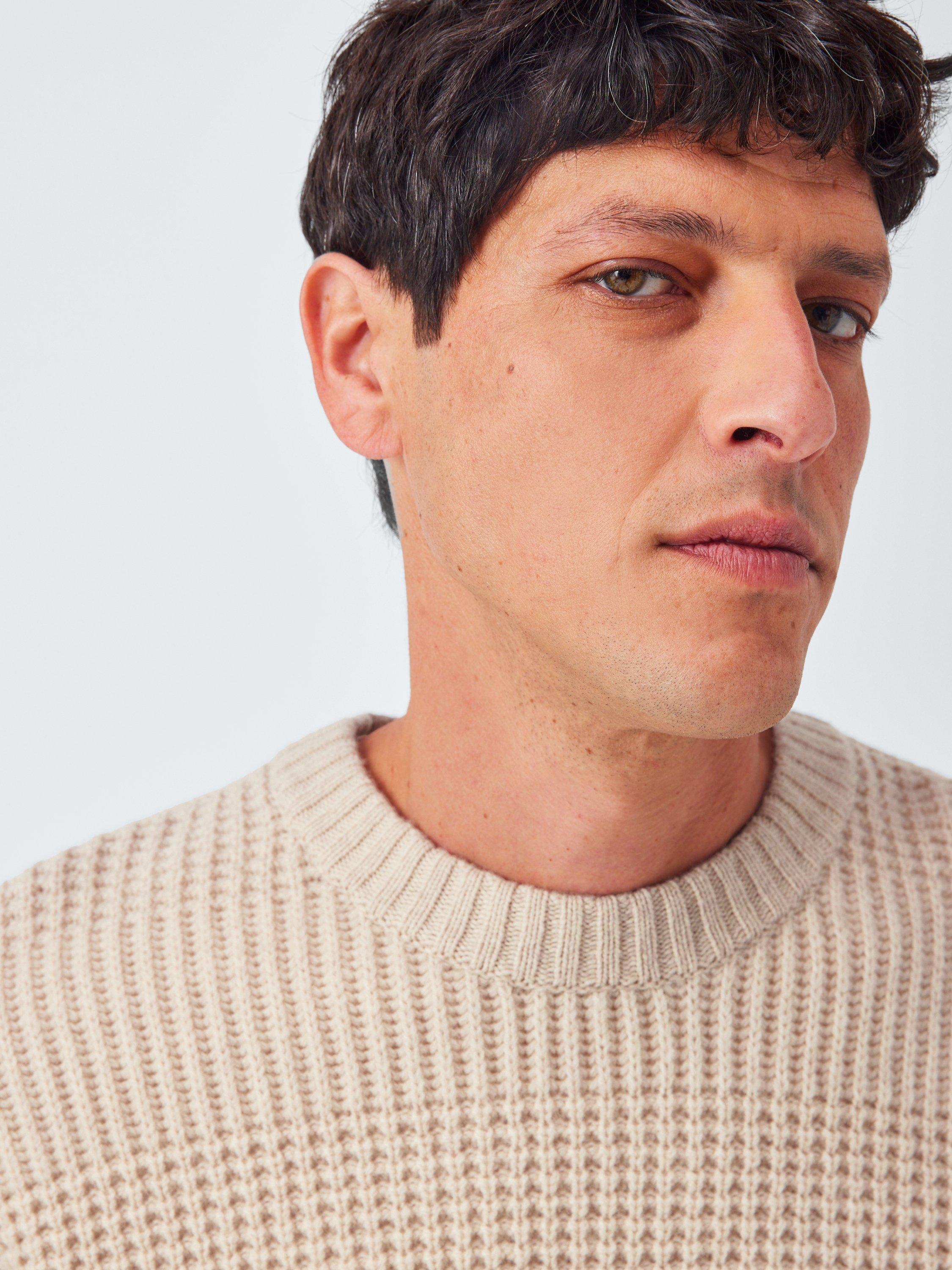 Product image 5 of 6, which shows John Lewis Lambswool Blend Broken Rib Knit Crew Neck Jumper, Shearling, S