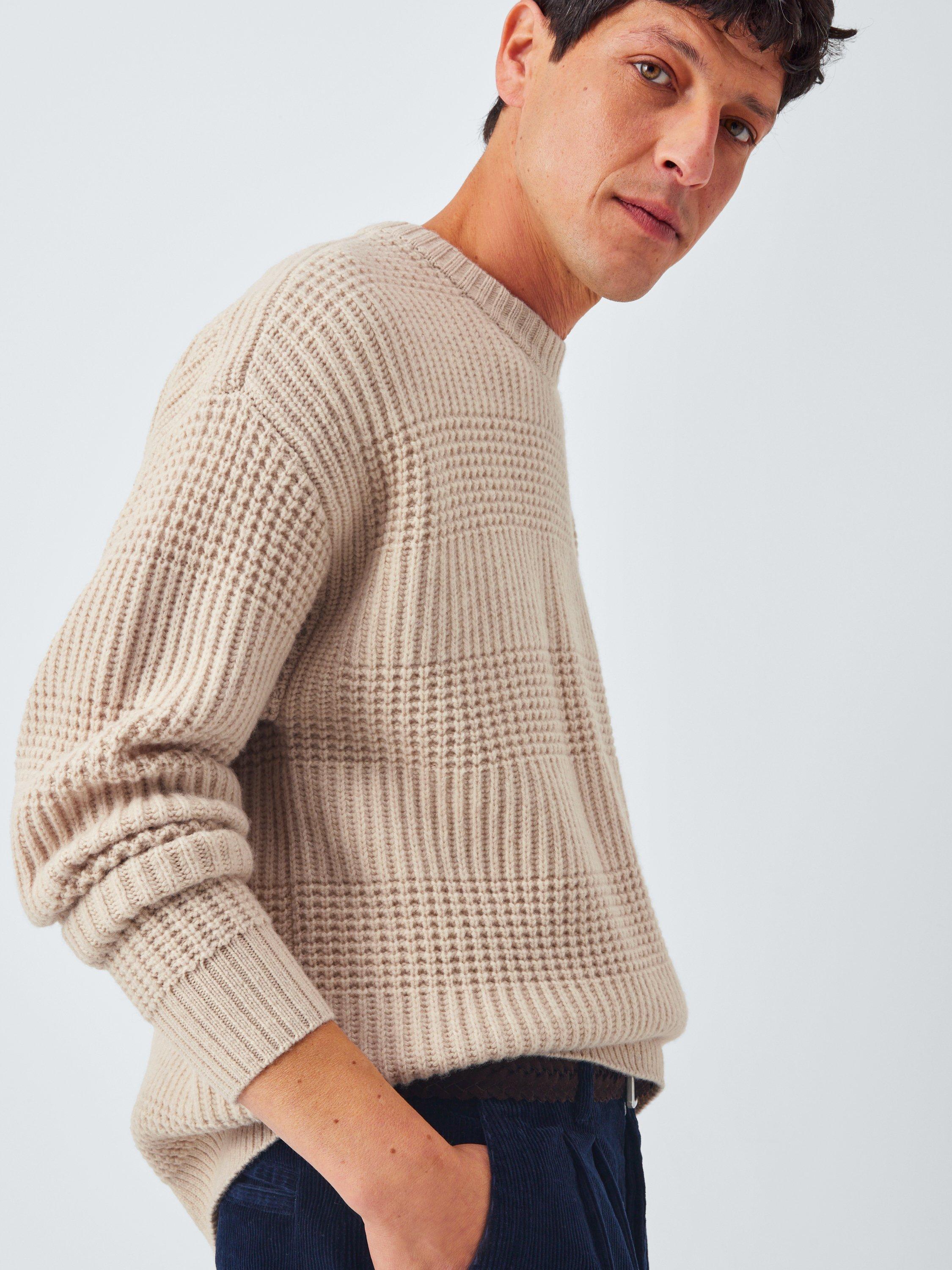 Product image 6 of 6, which shows John Lewis Lambswool Blend Broken Rib Knit Crew Neck Jumper, Shearling, S