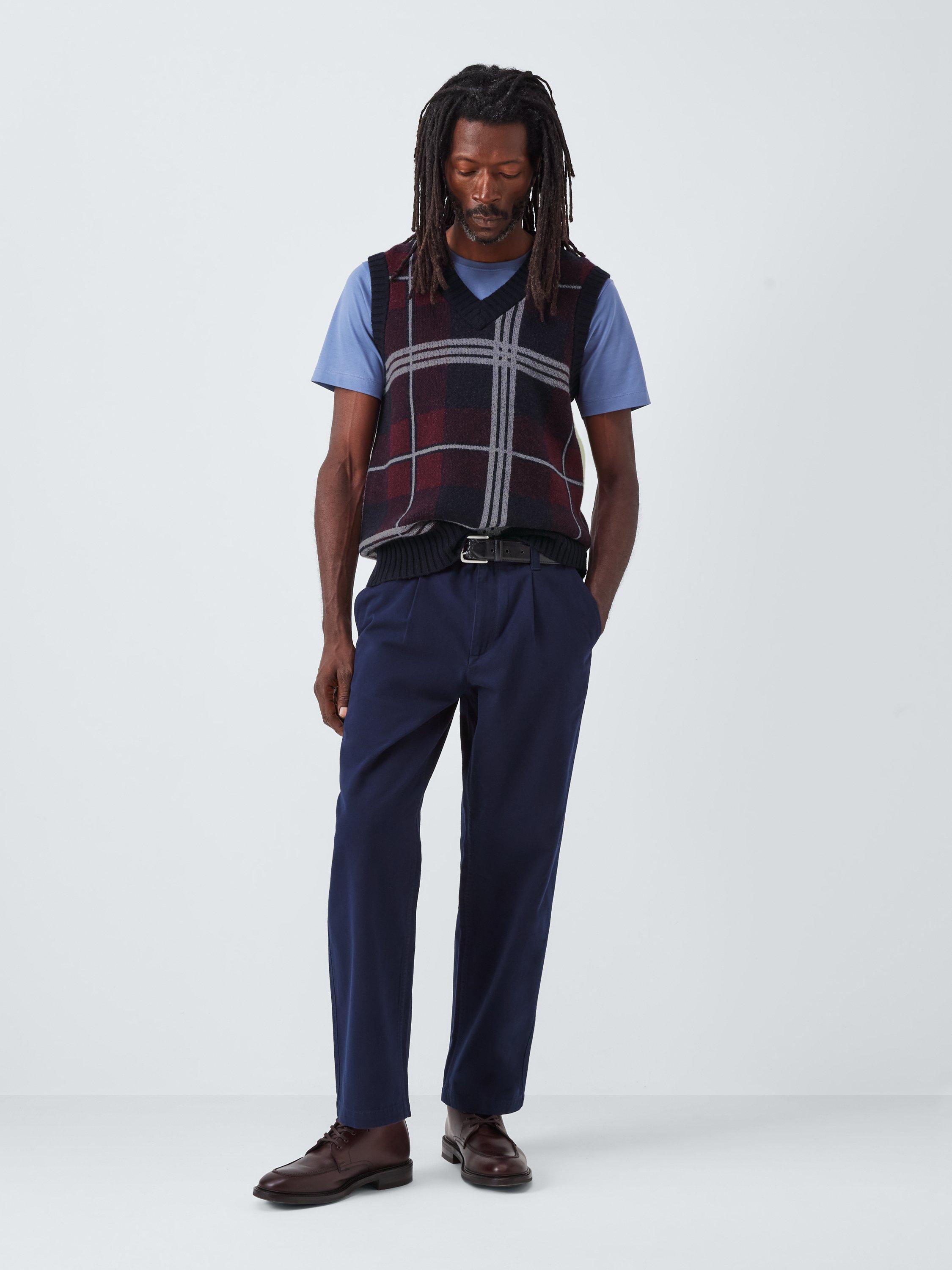 Product image 3 of 6, which shows John Lewis Lambswool Blend V-Neck Check Tank Top, Berry Multi, M
