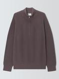 John Lewis Cotton Cashmere Half Zip Rib Knit High Neck Jumper