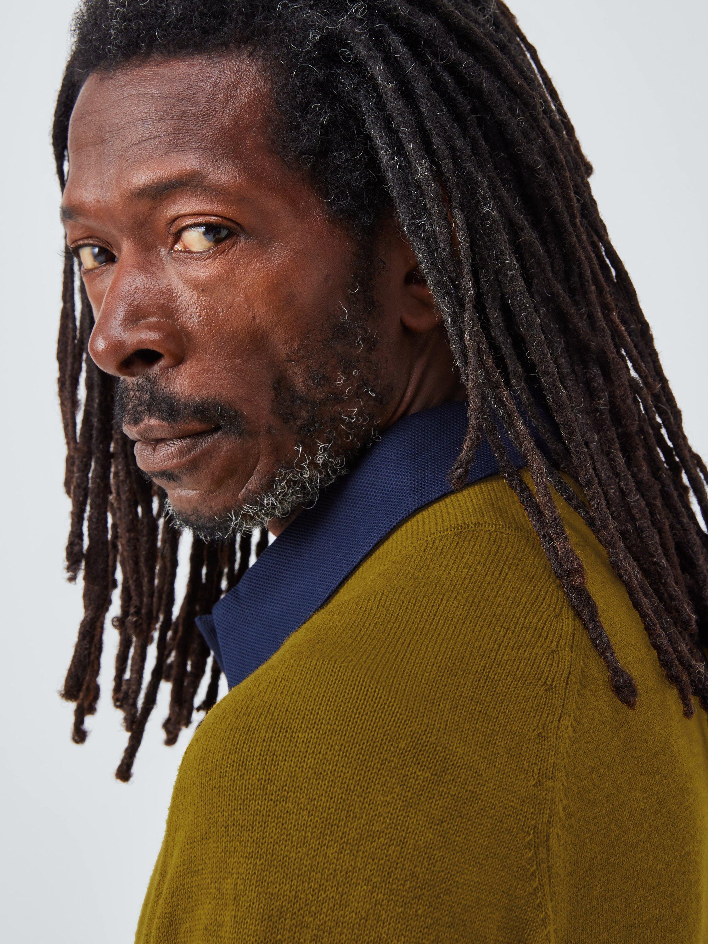 Product image 5 of 6, which shows John Lewis Cotton & Cashmere Blend V-Neck Cardigan, Musk, S