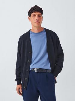 John Lewis Cotton Blend V-Neck Cardigan, Neat Navy