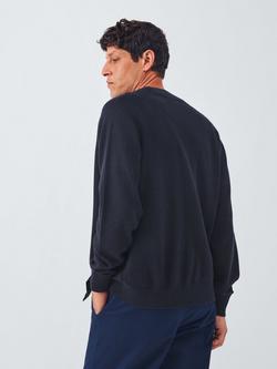 John Lewis Cotton Blend V-Neck Cardigan - view 2, Neat Navy