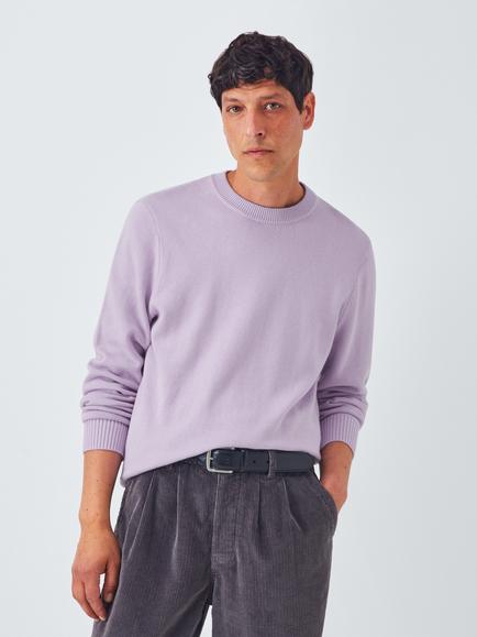 John Lewis Cotton Blend Crew Neck Jumper, Orchid Petal