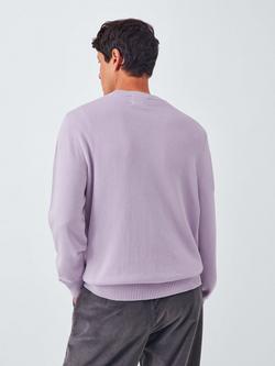 John Lewis Cotton Blend Crew Neck Jumper - view 2, Orchid Petal