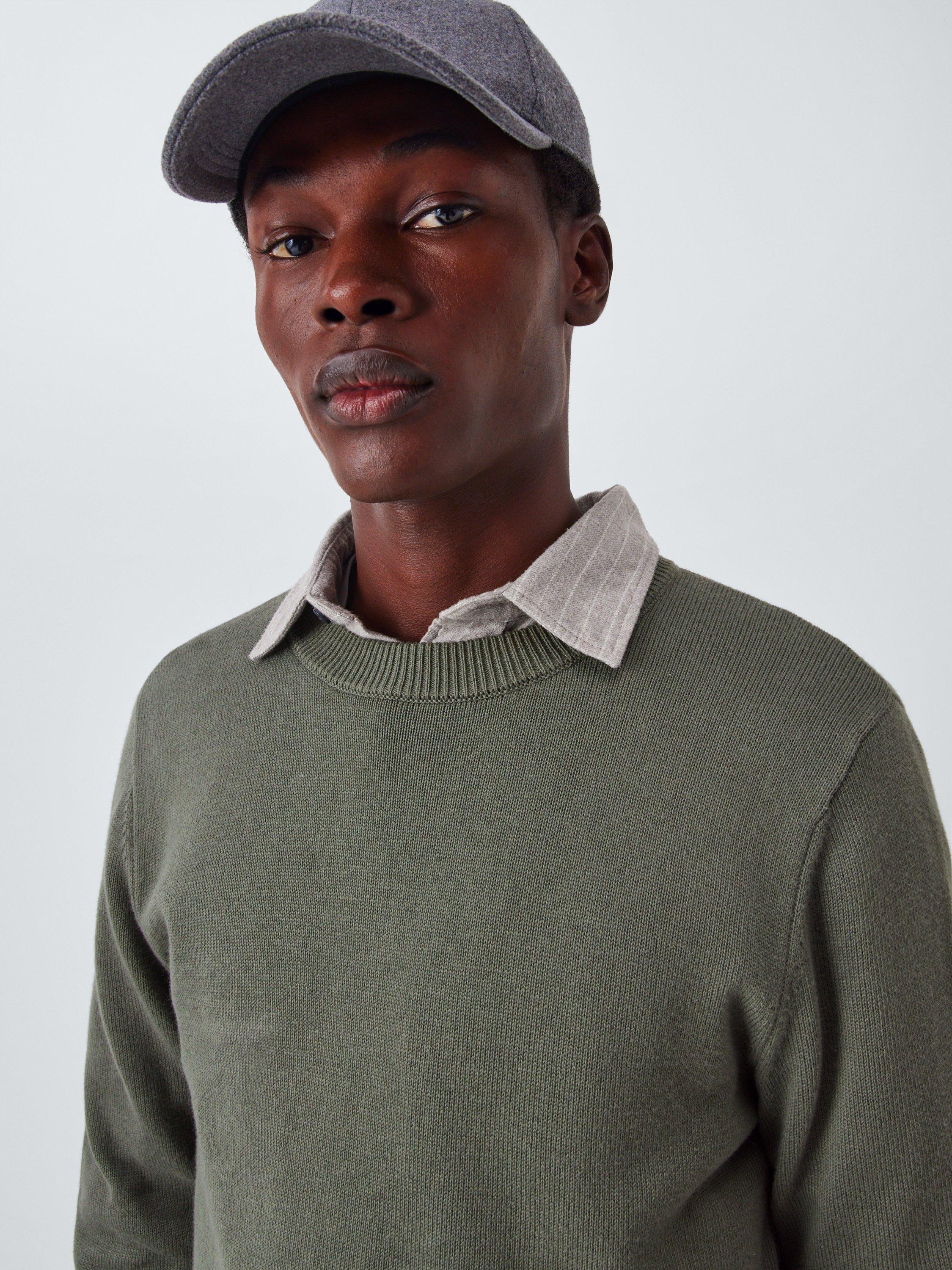 Product image 5 of 6, which shows John Lewis Cotton with Cashmere Crew Neck Jumper, Seal Grey, S