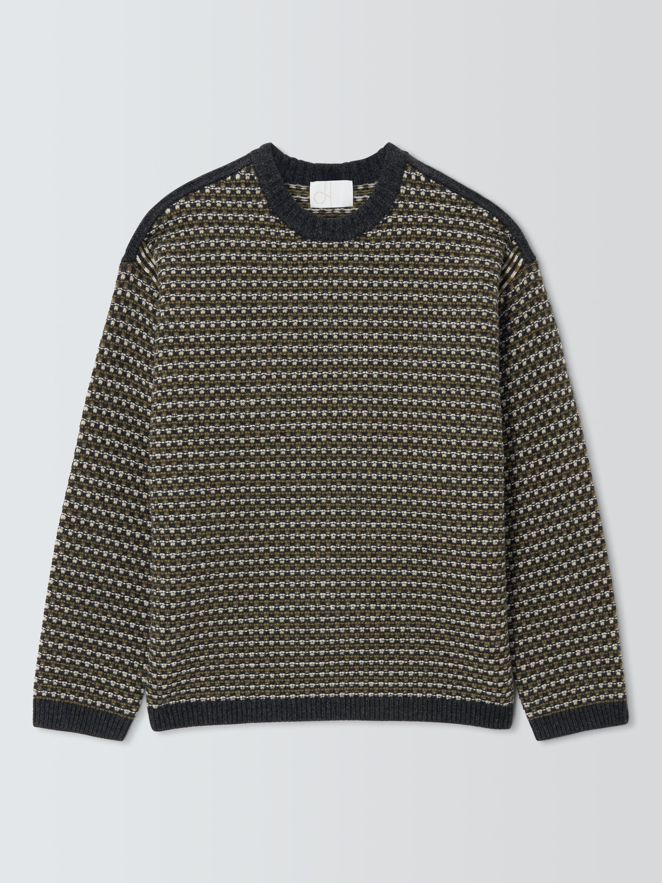 Product image 4 of 6, which shows John Lewis Lambswool Blend Texture Stitch Jumper, Olive Multi, S