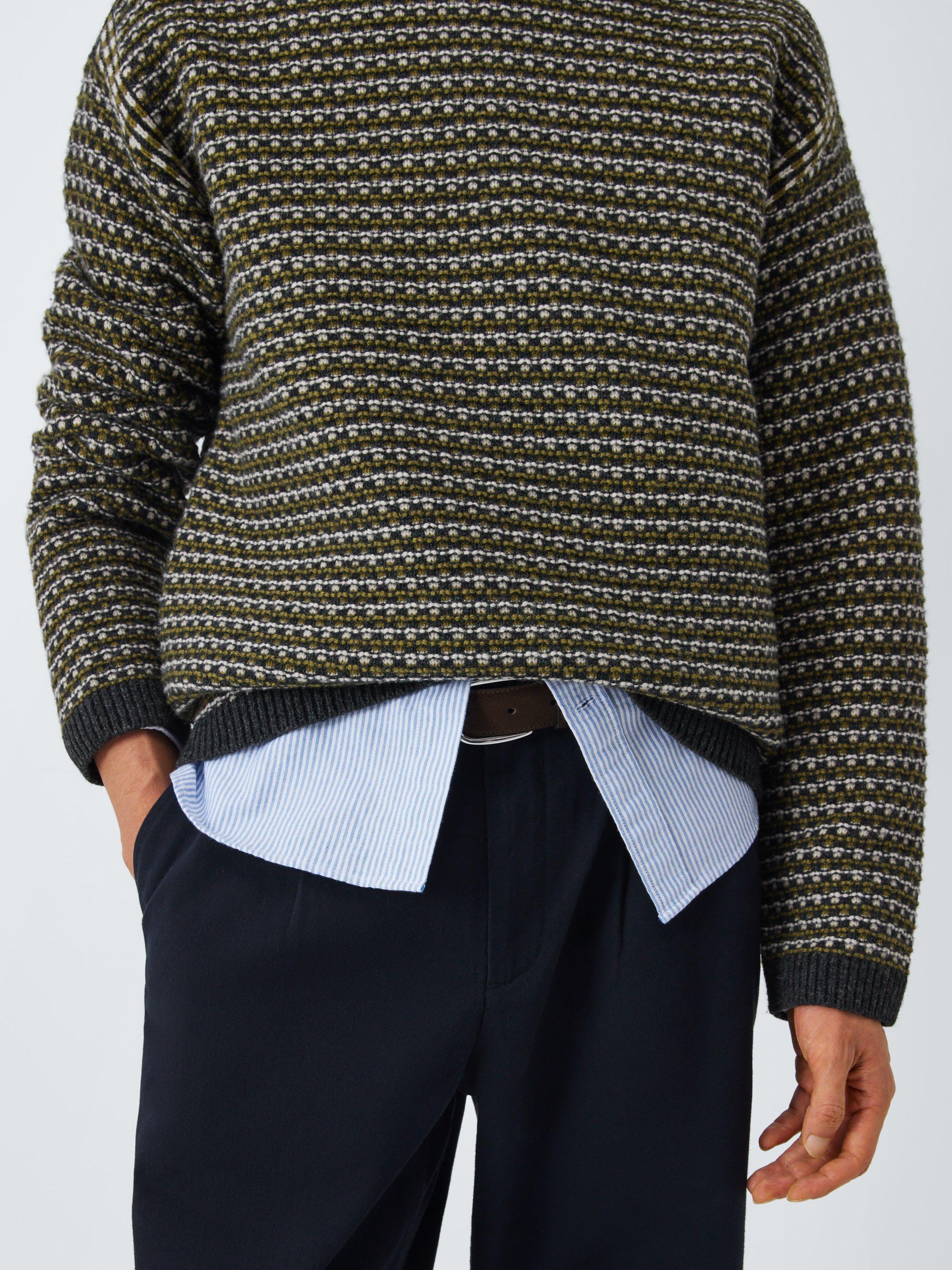 Product image 6 of 6, which shows John Lewis Lambswool Blend Texture Stitch Jumper, Olive Multi, S
