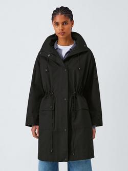John Lewis Hooded Parka Coat, Black, Black