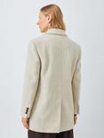 John Lewis Double Breasted Oversized Herringbone Wool Blend Blazer, Cream