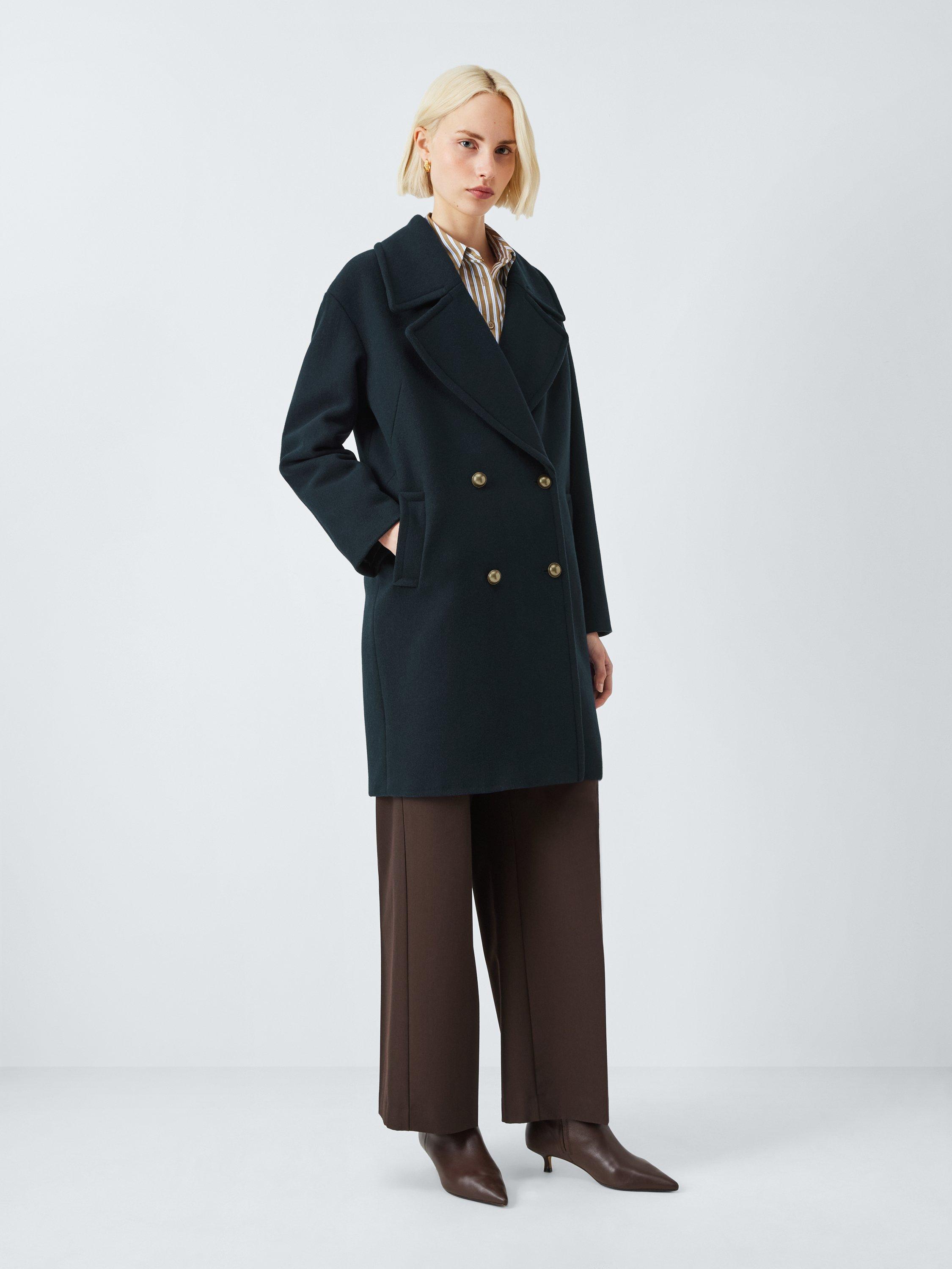 Product image 2 of 6, which shows John Lewis Double Breasted Wool Blend Peacoat, Navy, 12