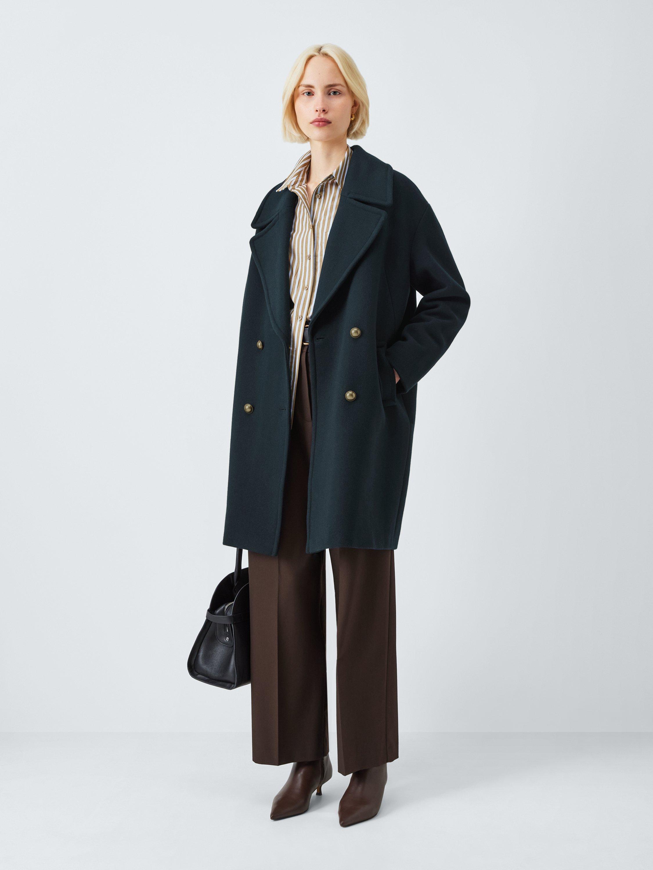 Product image 1 of 6, which shows John Lewis Double Breasted Wool Blend Peacoat, Navy, 12