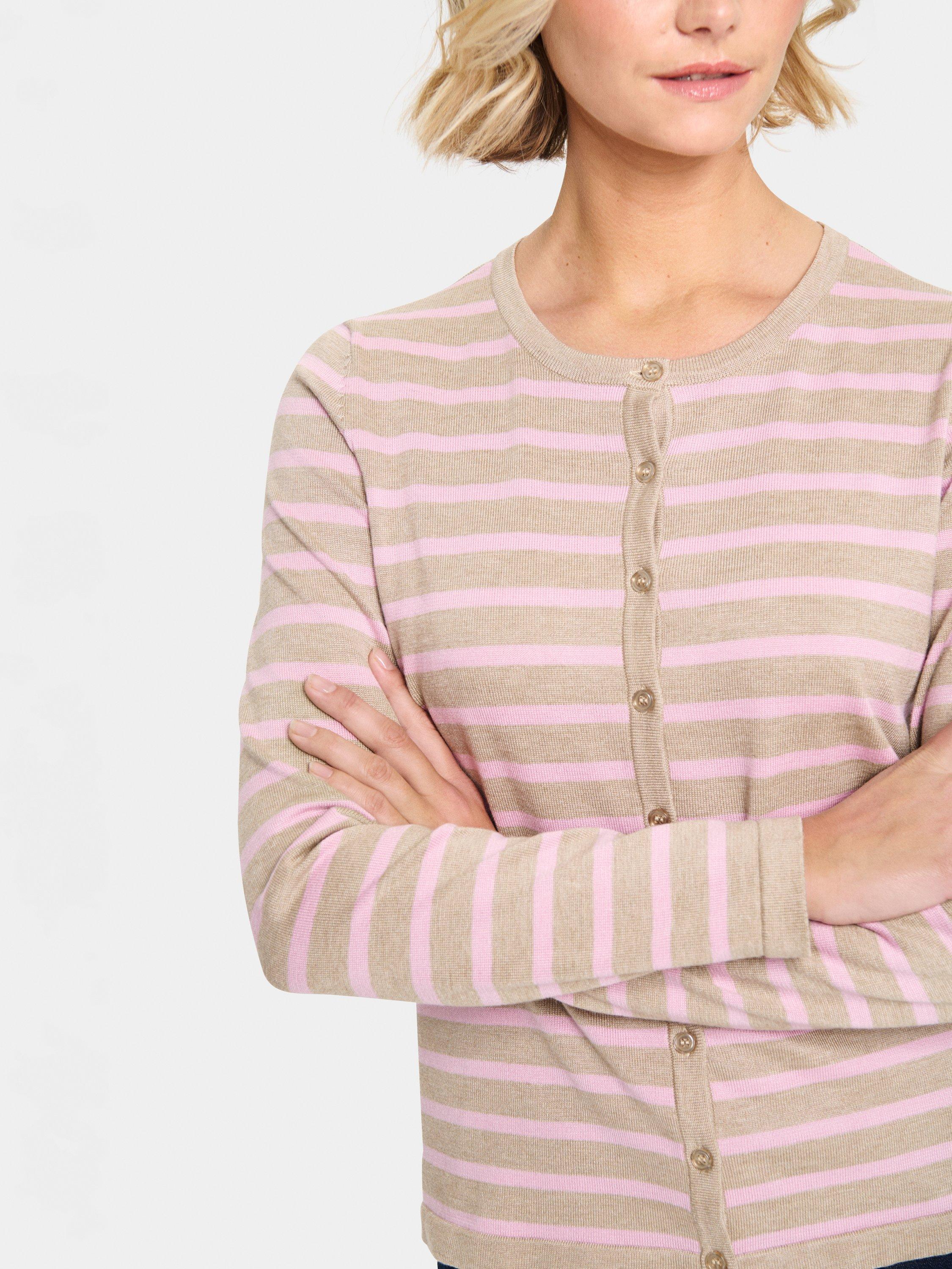 Product image 4 of 6, which shows Saint Tropez Mila Stripe Cardigan, Pink/Multi, XS