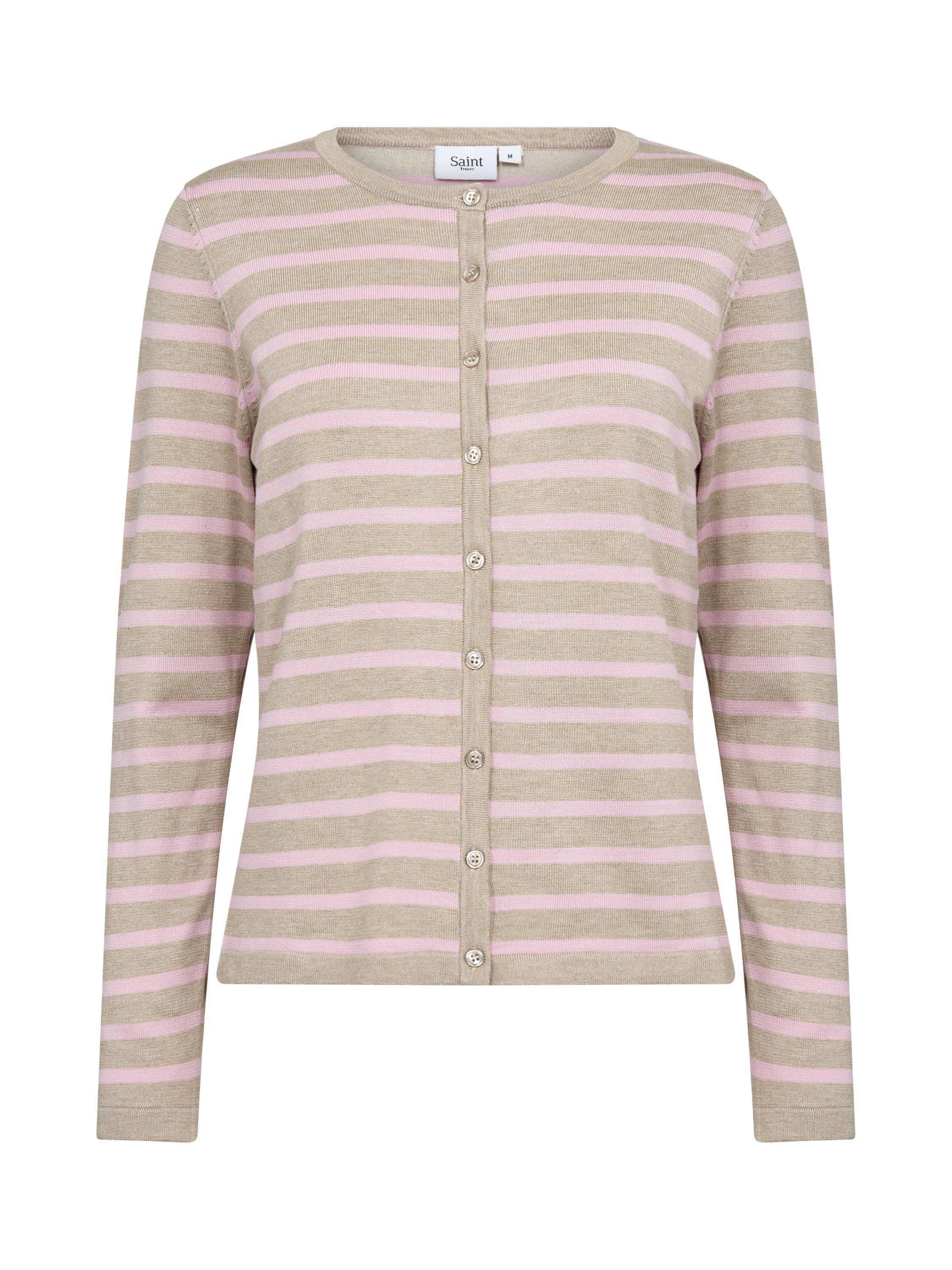 Product image 5 of 6, which shows Saint Tropez Mila Stripe Cardigan, Pink/Multi, XS