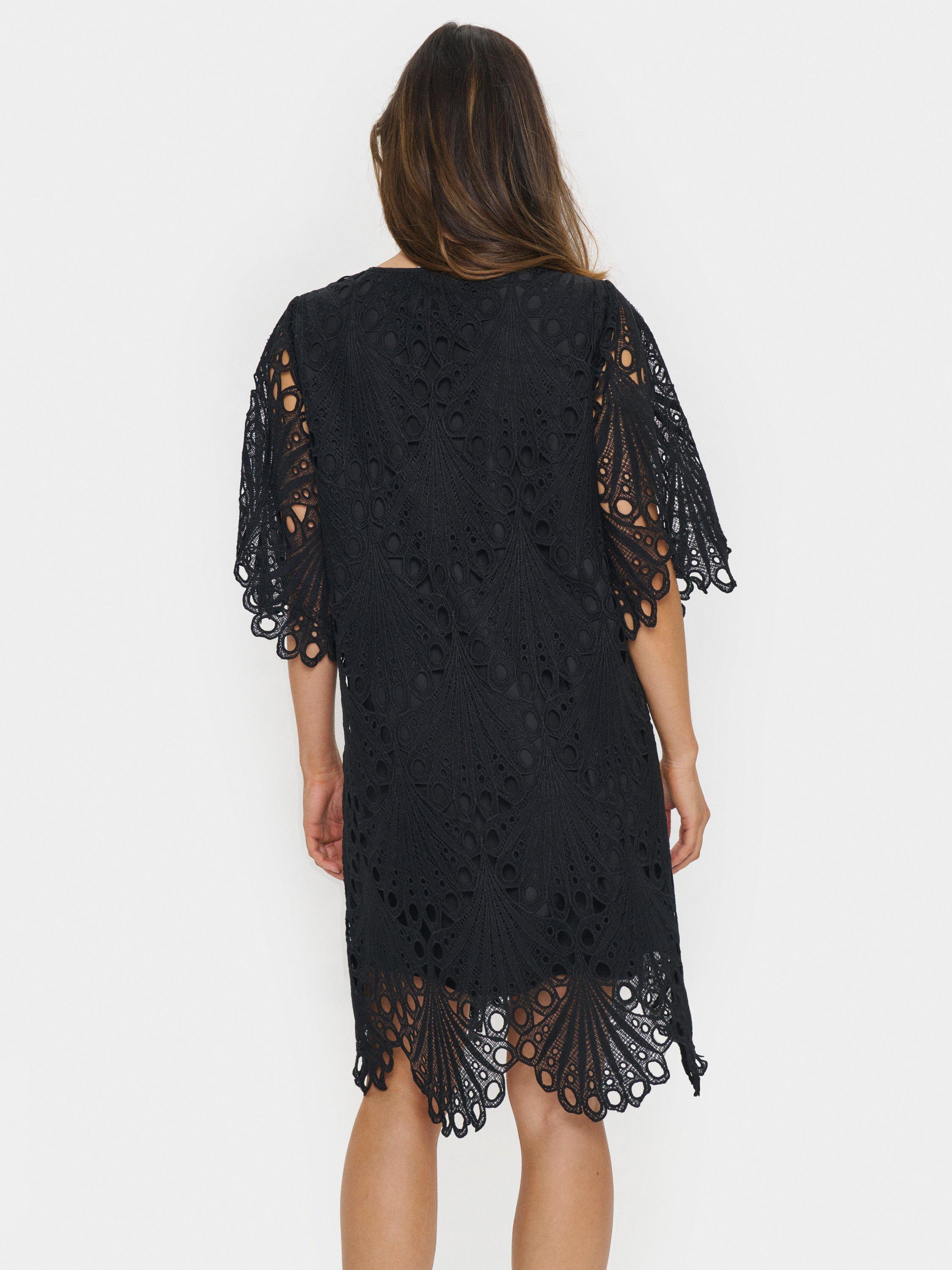 Product image 2 of 6, which shows Saint Tropez Jilianna Scalloped Lace Dress, Black, XS