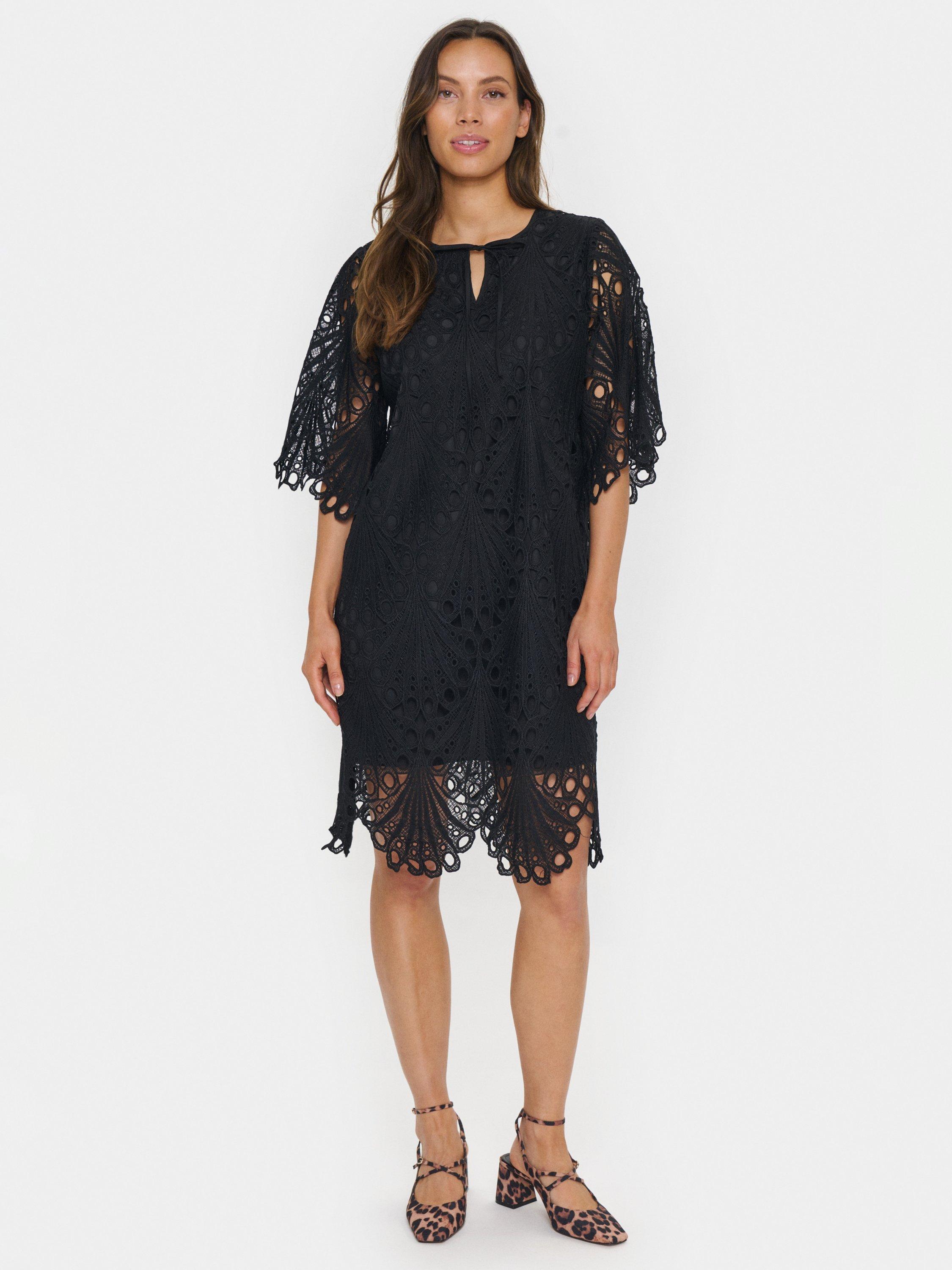 Product image 3 of 6, which shows Saint Tropez Jilianna Scalloped Lace Dress, Black, XS