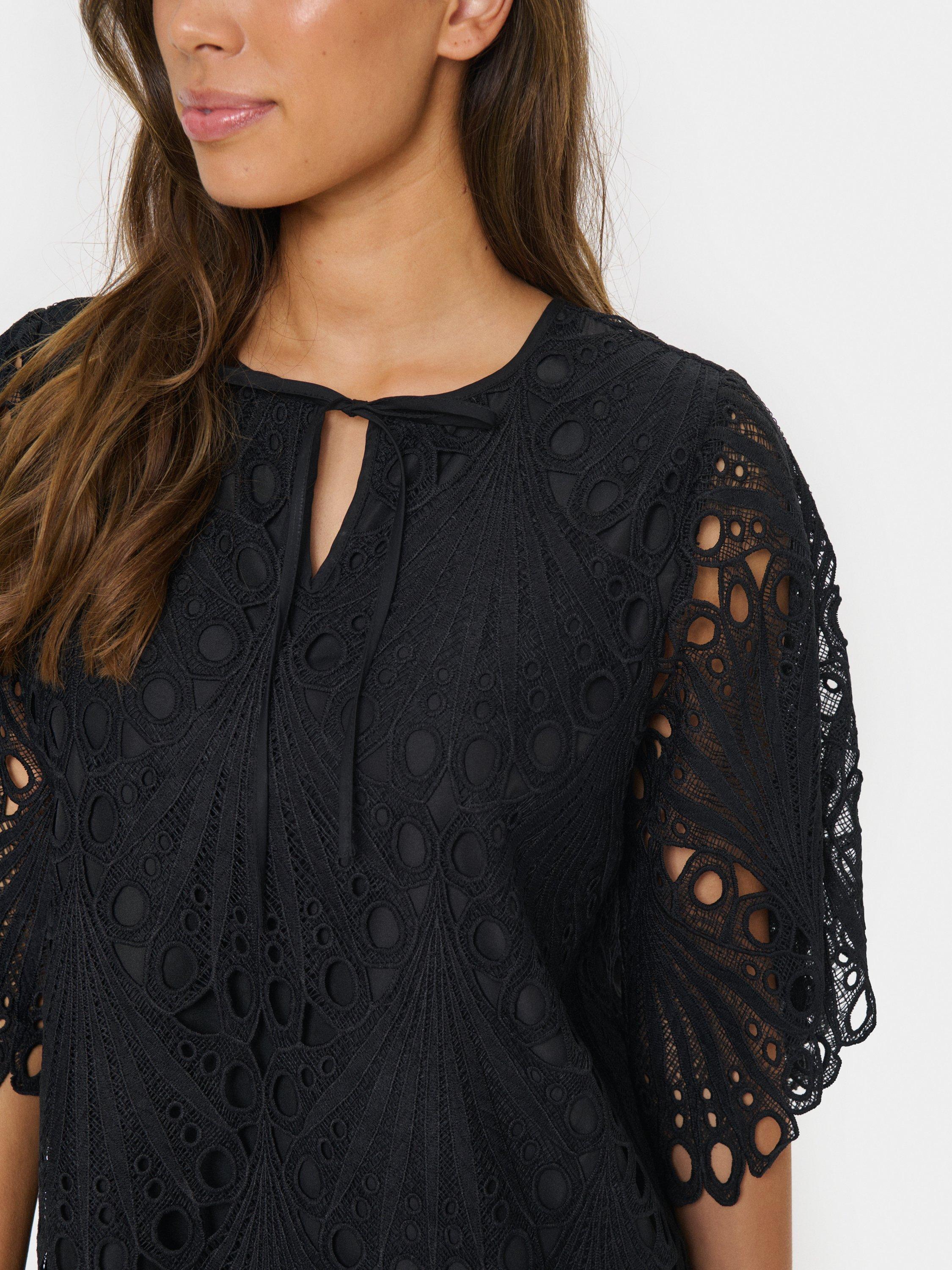 Product image 4 of 6, which shows Saint Tropez Jilianna Scalloped Lace Dress, Black, XS