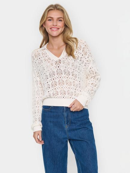 Saint Tropez Juna Lace Polo Jumper, Cream, Cream