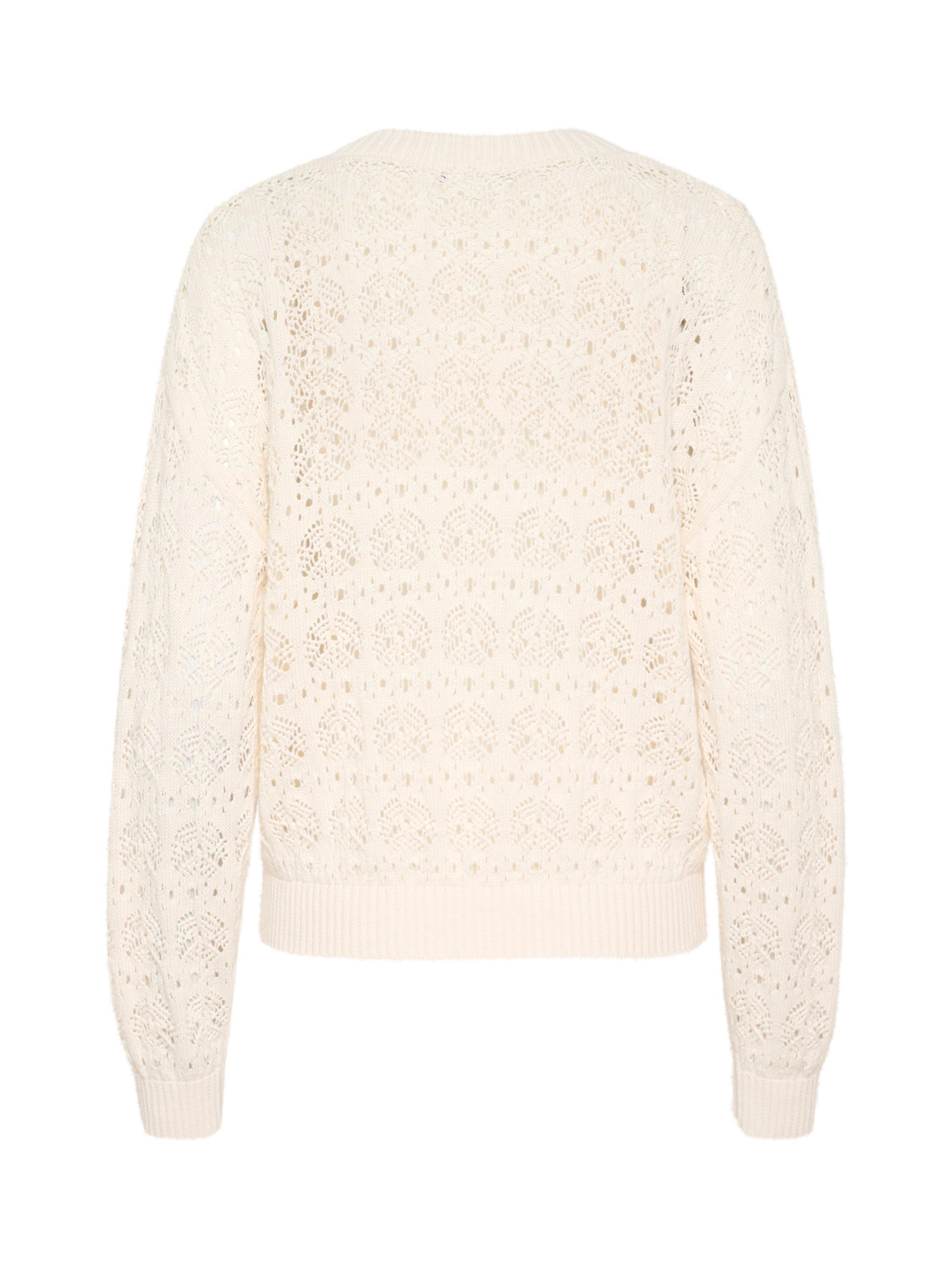 Product image 6 of 6, which shows Saint Tropez Juna Lace V-Neck Jumper, Cream, XS