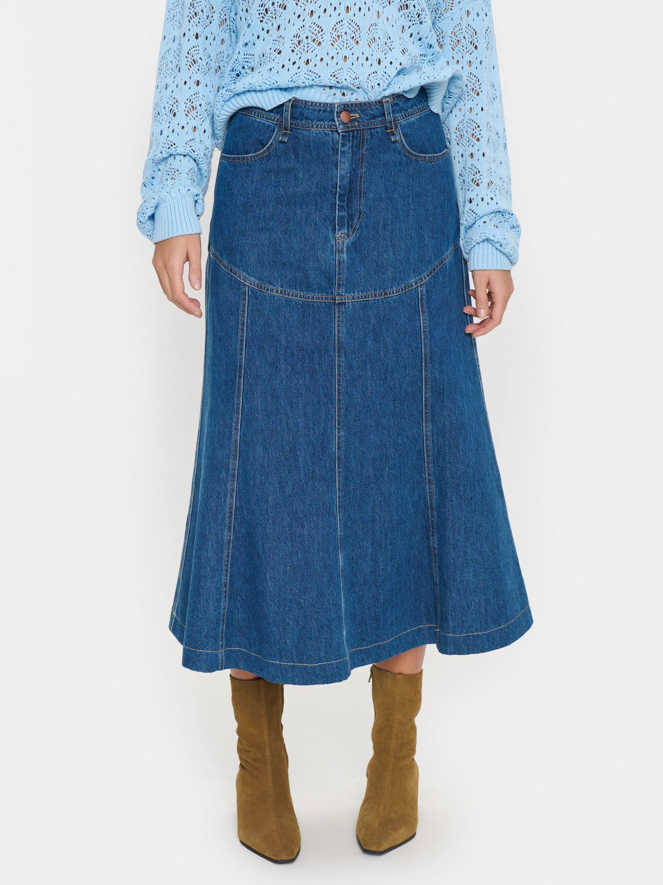 Product image 1 of 6, which shows Saint Tropez Joann Denim Skirt, Blue, S