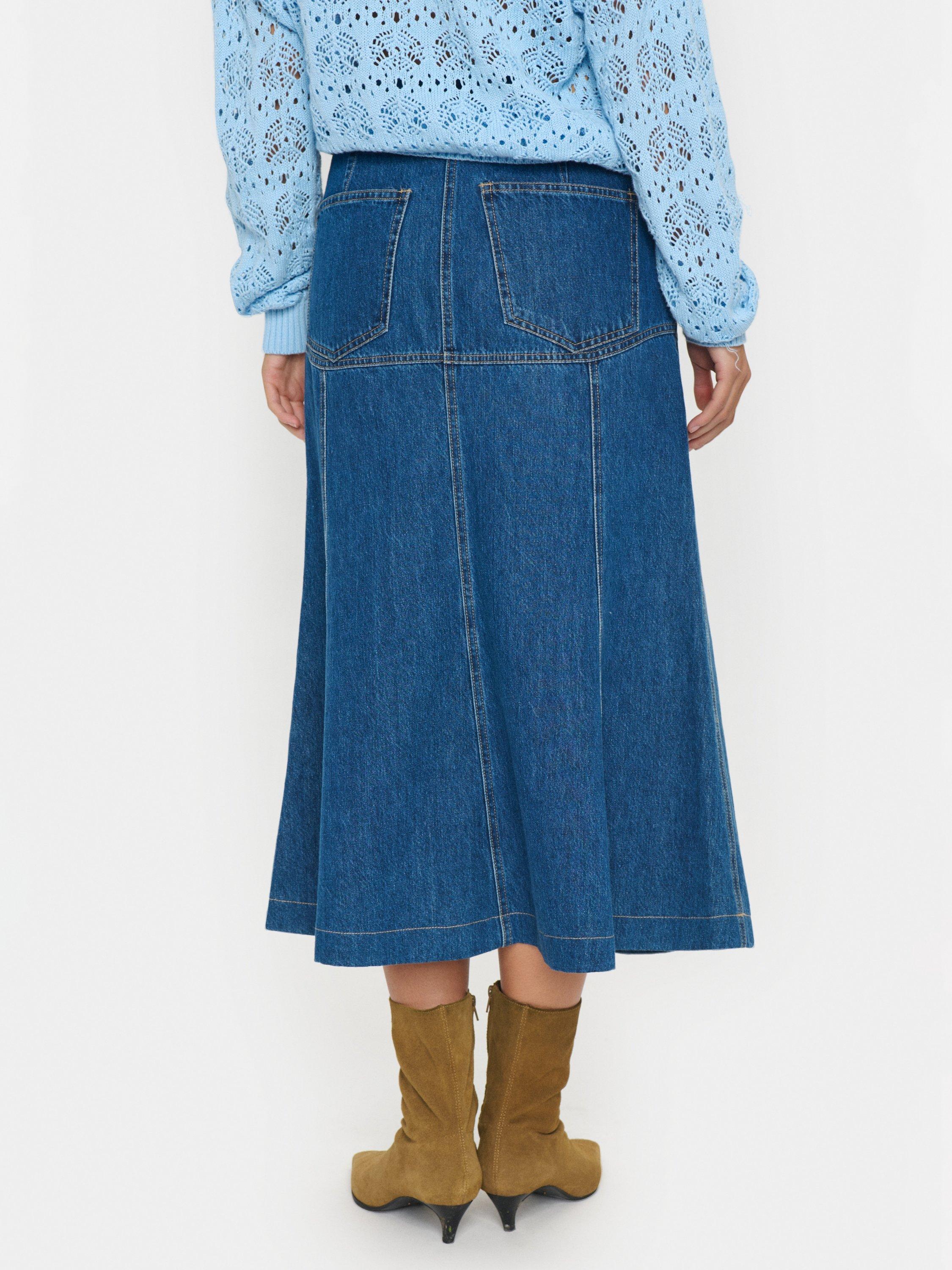 Product image 2 of 6, which shows Saint Tropez Joann Denim Skirt, Blue, S