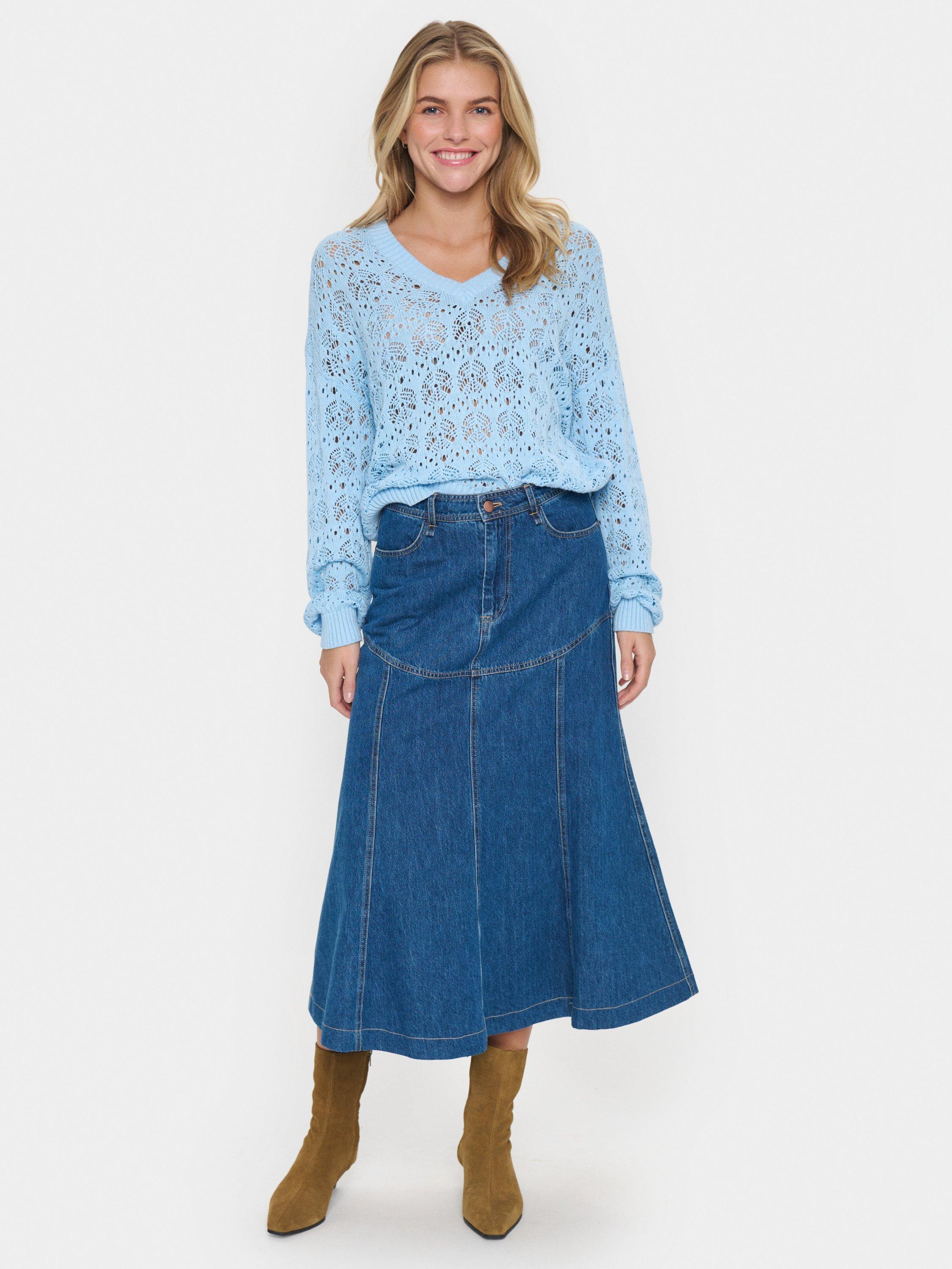 Product image 3 of 6, which shows Saint Tropez Joann Denim Skirt, Blue, S