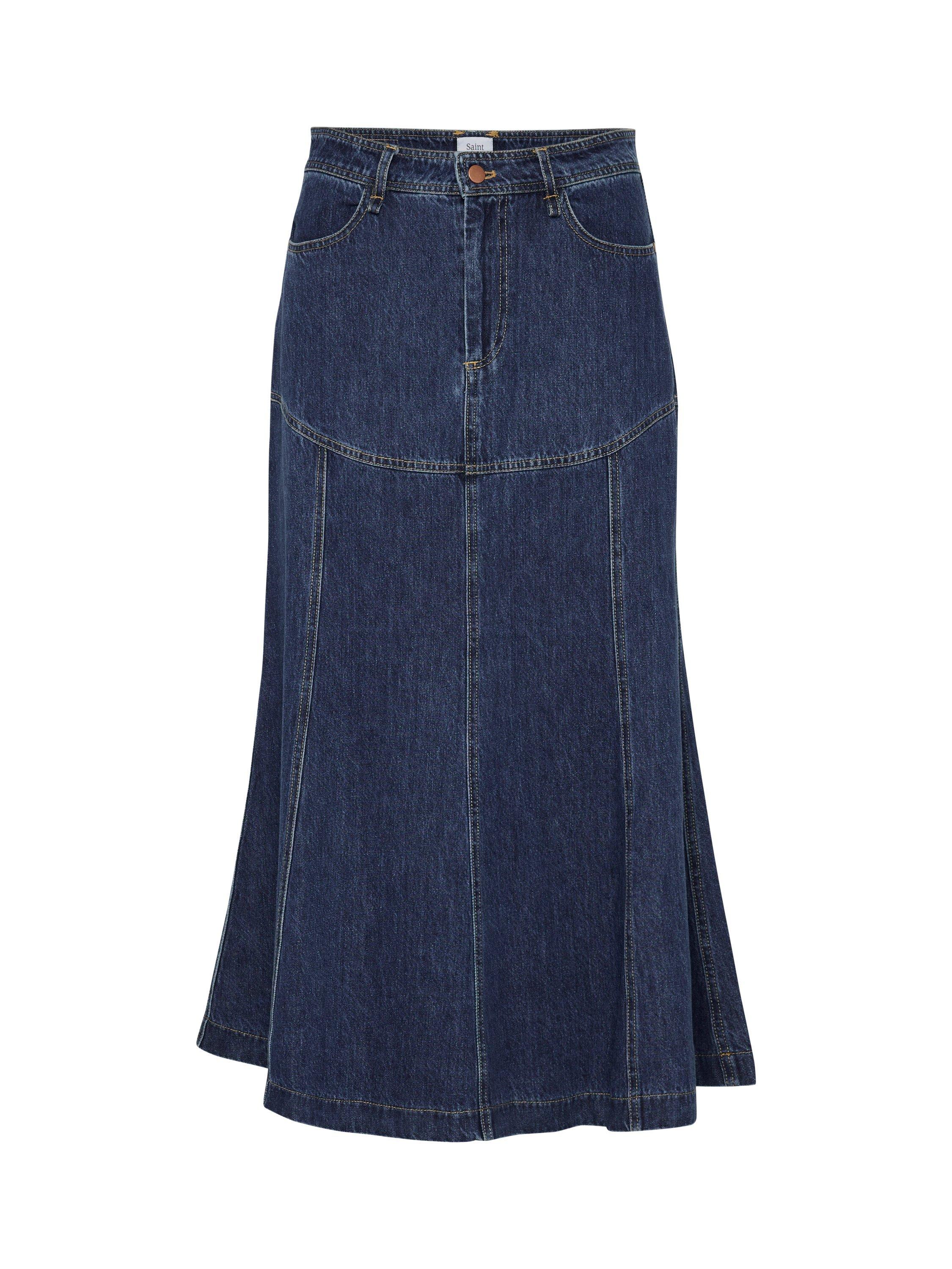 Product image 5 of 6, which shows Saint Tropez Joann Denim Skirt, Blue, S