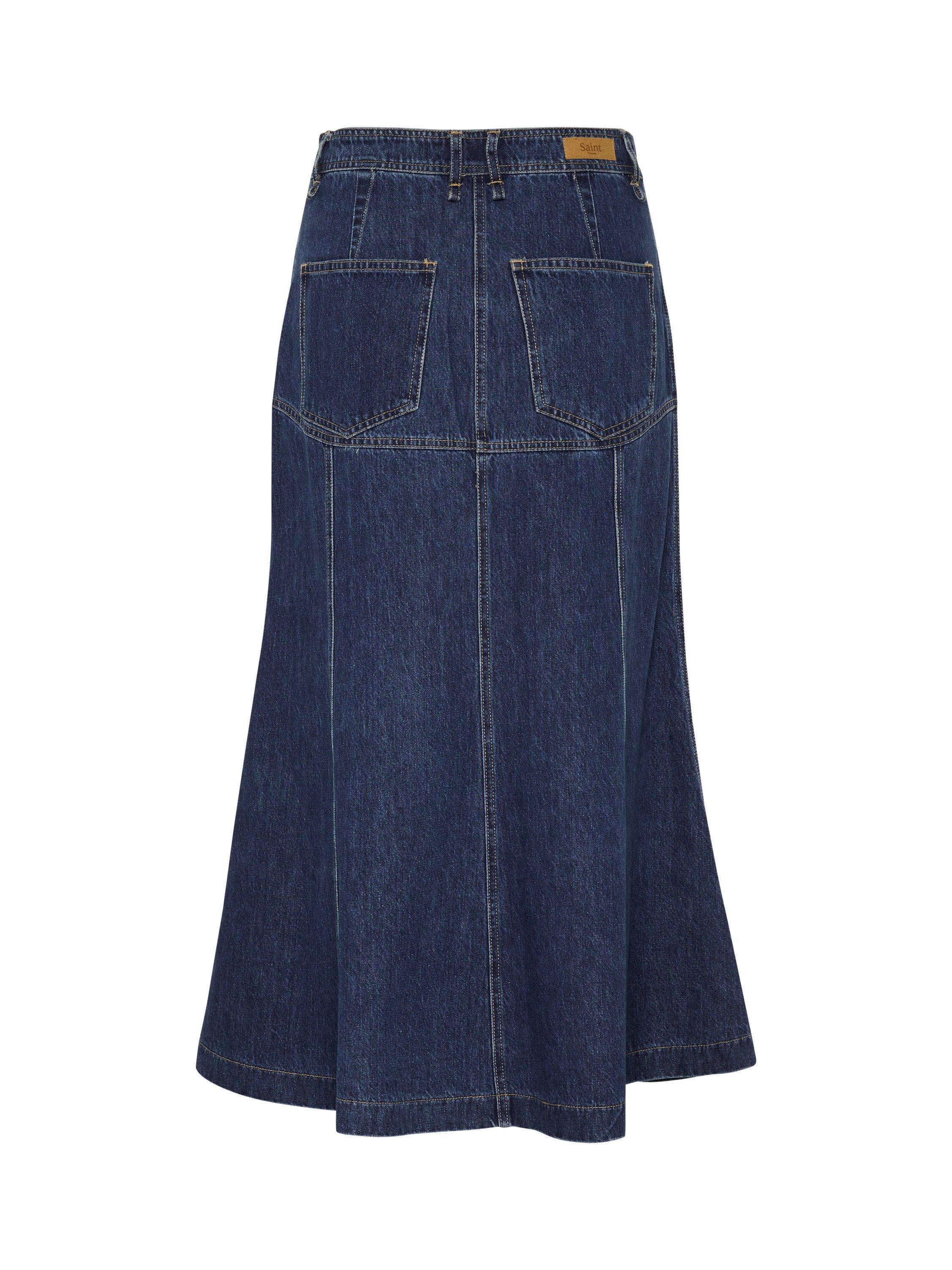 Product image 6 of 6, which shows Saint Tropez Joann Denim Skirt, Blue, S