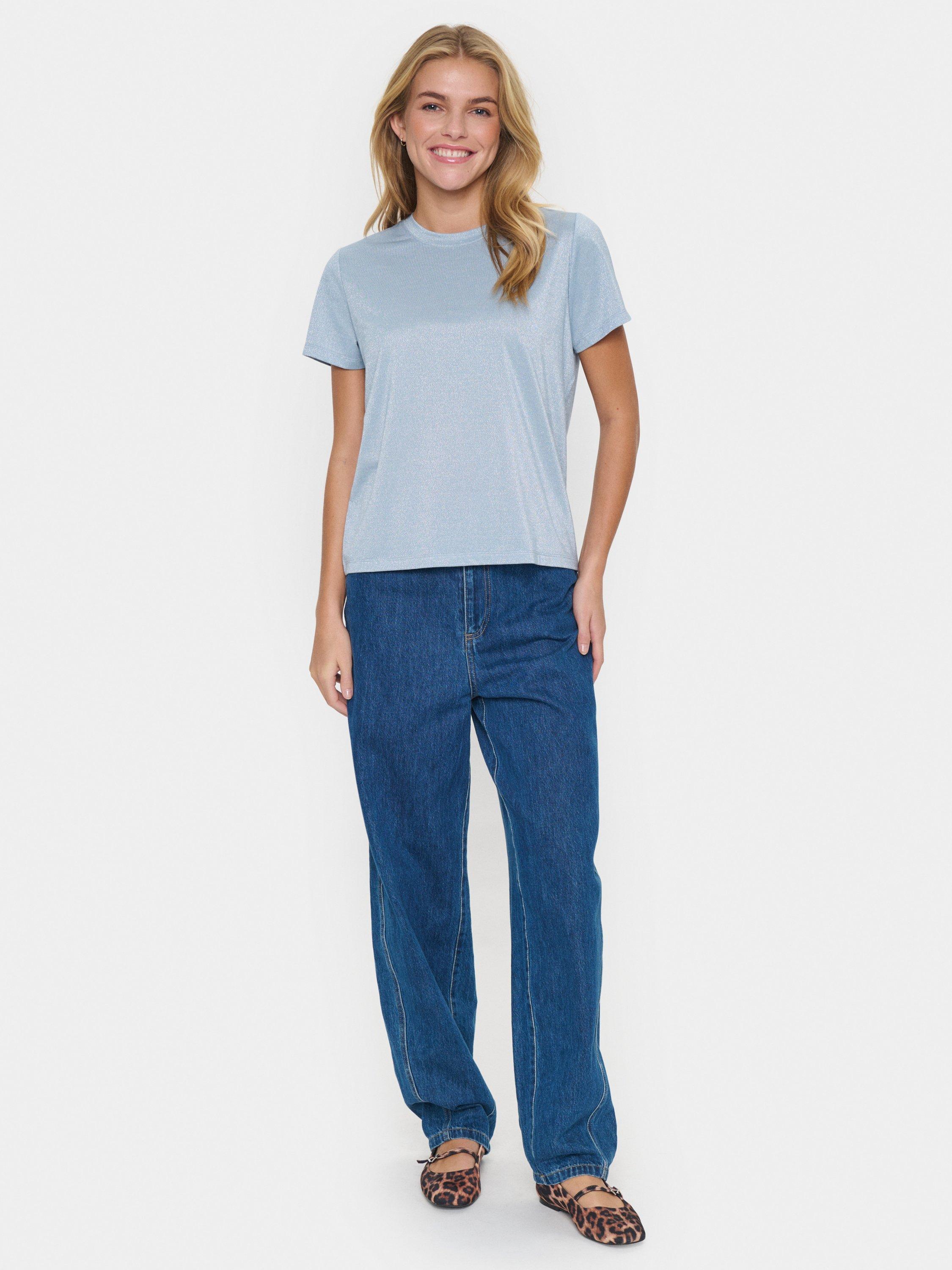 Product image 3 of 6, which shows Saint Tropez Haga Sparkle Jersey T-Shirt, Blue, S