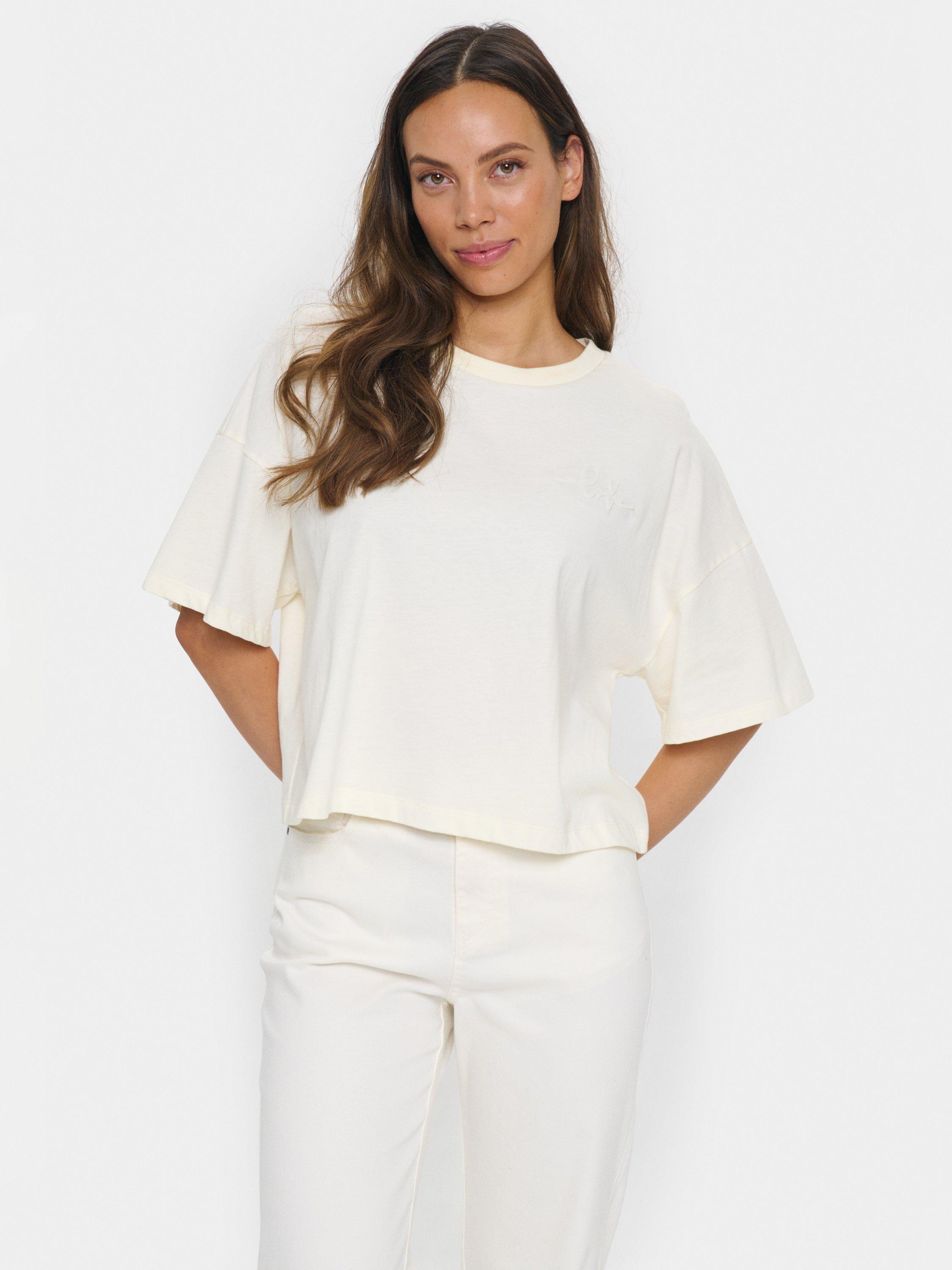 Product image 1 of 6, which shows Saint Tropez Jalinu Boxy Fit T-Shirt, White, XS