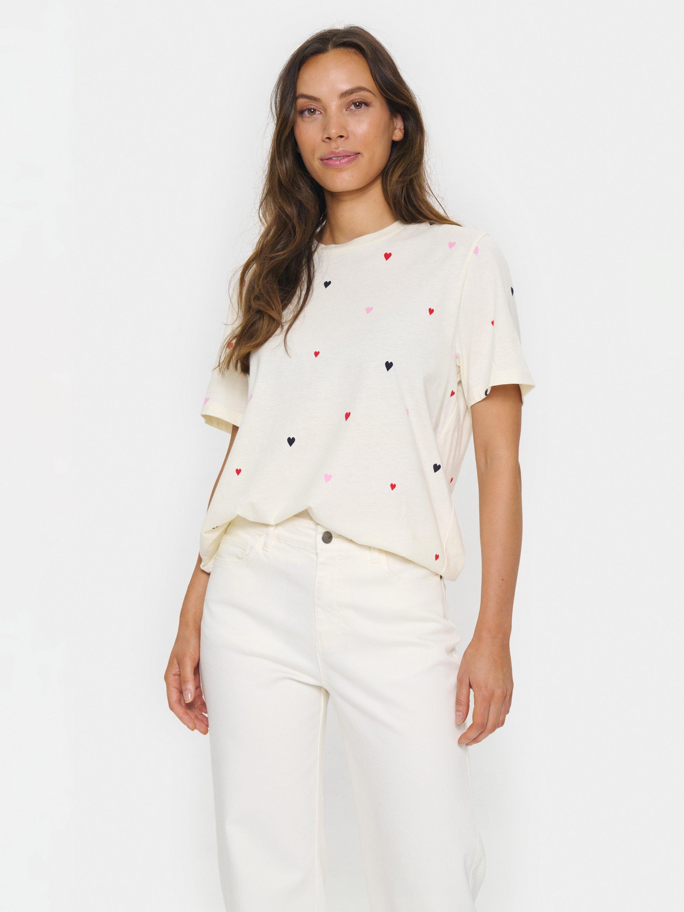 Saint Tropez Johanna Hearts T-Shirt, White/Multi