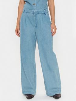 Saint Tropez Jaclyn Pleat Wide Leg Denim Trousers, Blue, Blue