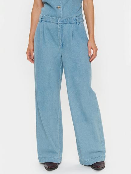 Saint Tropez Jaclyn Pleat Wide Leg Denim Trousers, Blue, Blue