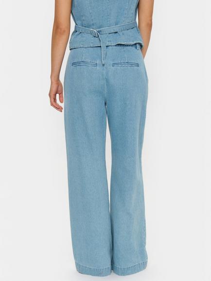 Saint Tropez Jaclyn Pleat Wide Leg Denim Trousers, Blue - view 2, Blue