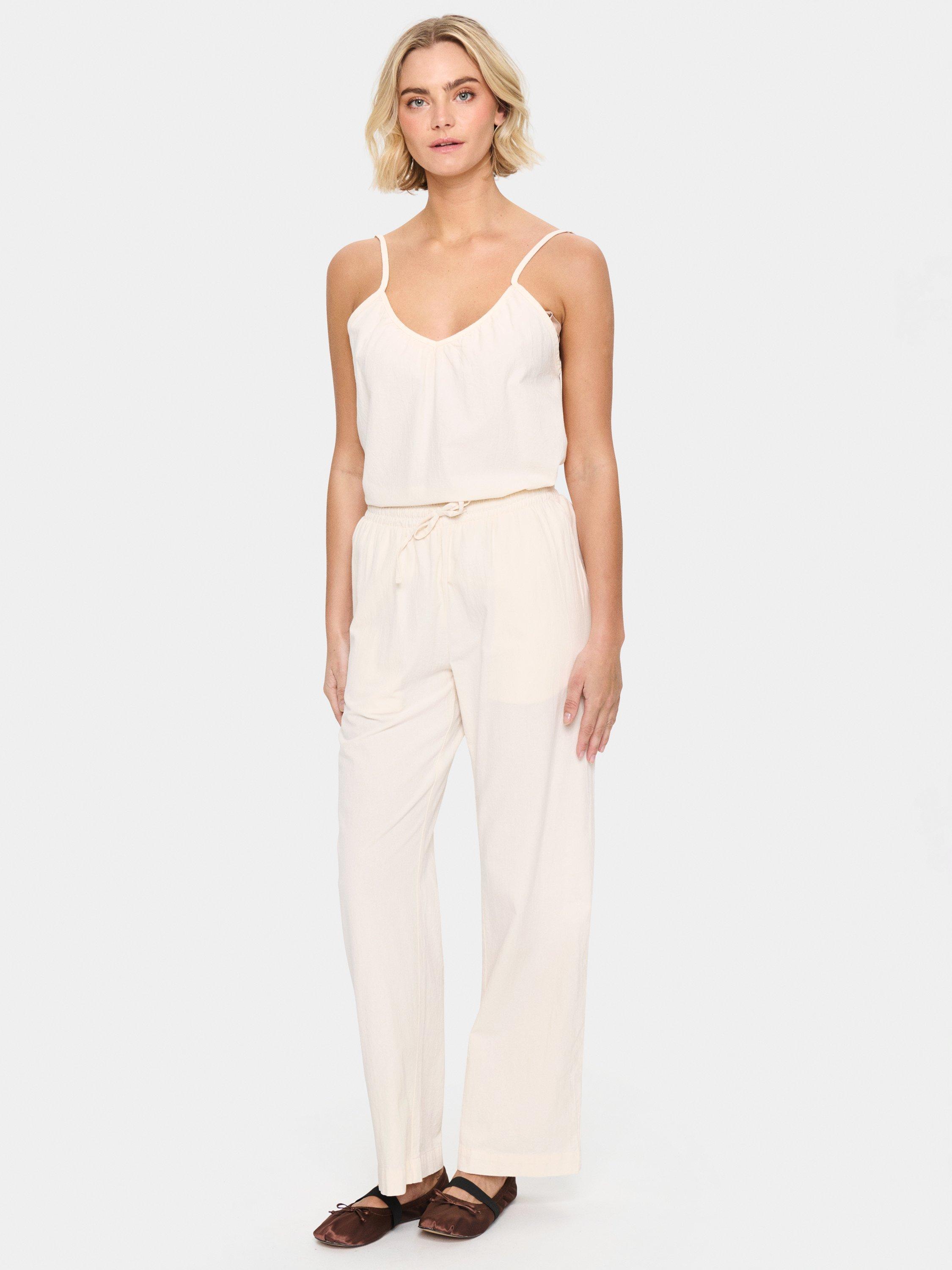 Product image 3 of 6, which shows Saint Tropez Zalinda High Waist Trousers, Ice, XS