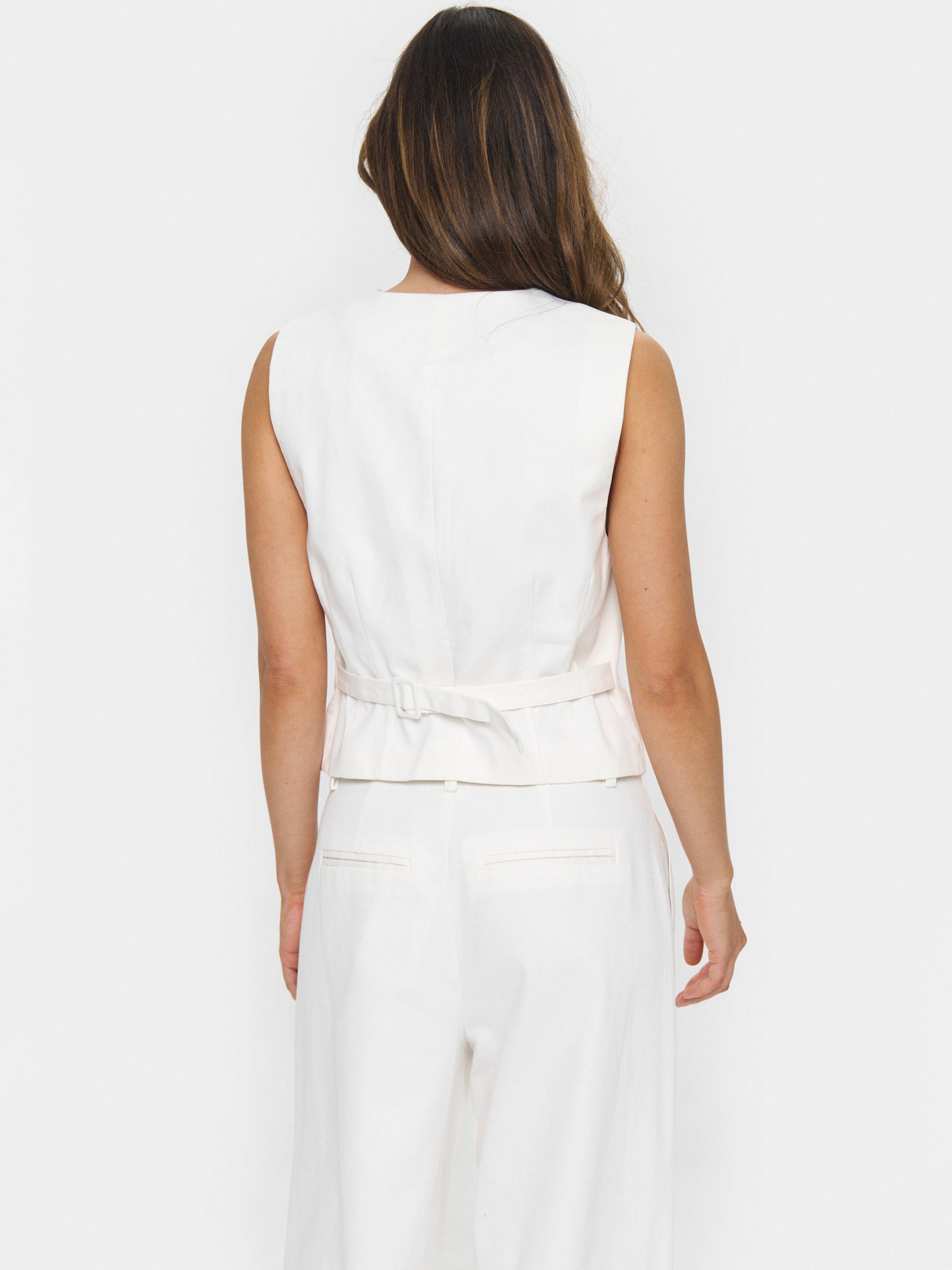 Product image 2 of 6, which shows Saint Tropez Jaclyn Buckle Detail Waistcoat, White, XS