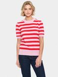 Saint Tropez Mila Stripe Short Sleeve Jumper, Pink
