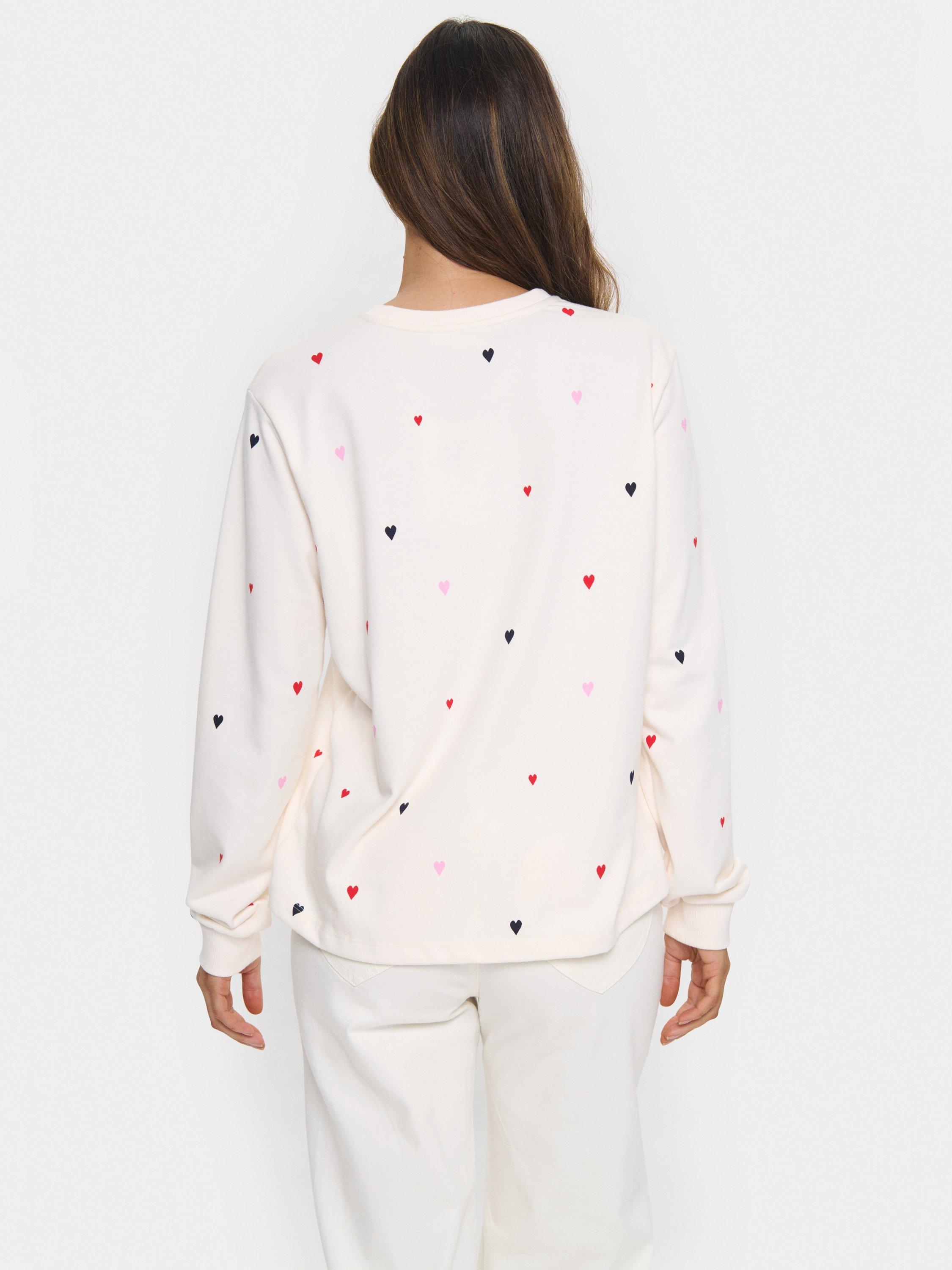 Product image 2 of 6, which shows Saint Tropez Johanni Hearts Sweatshirt, White/Multi, XS