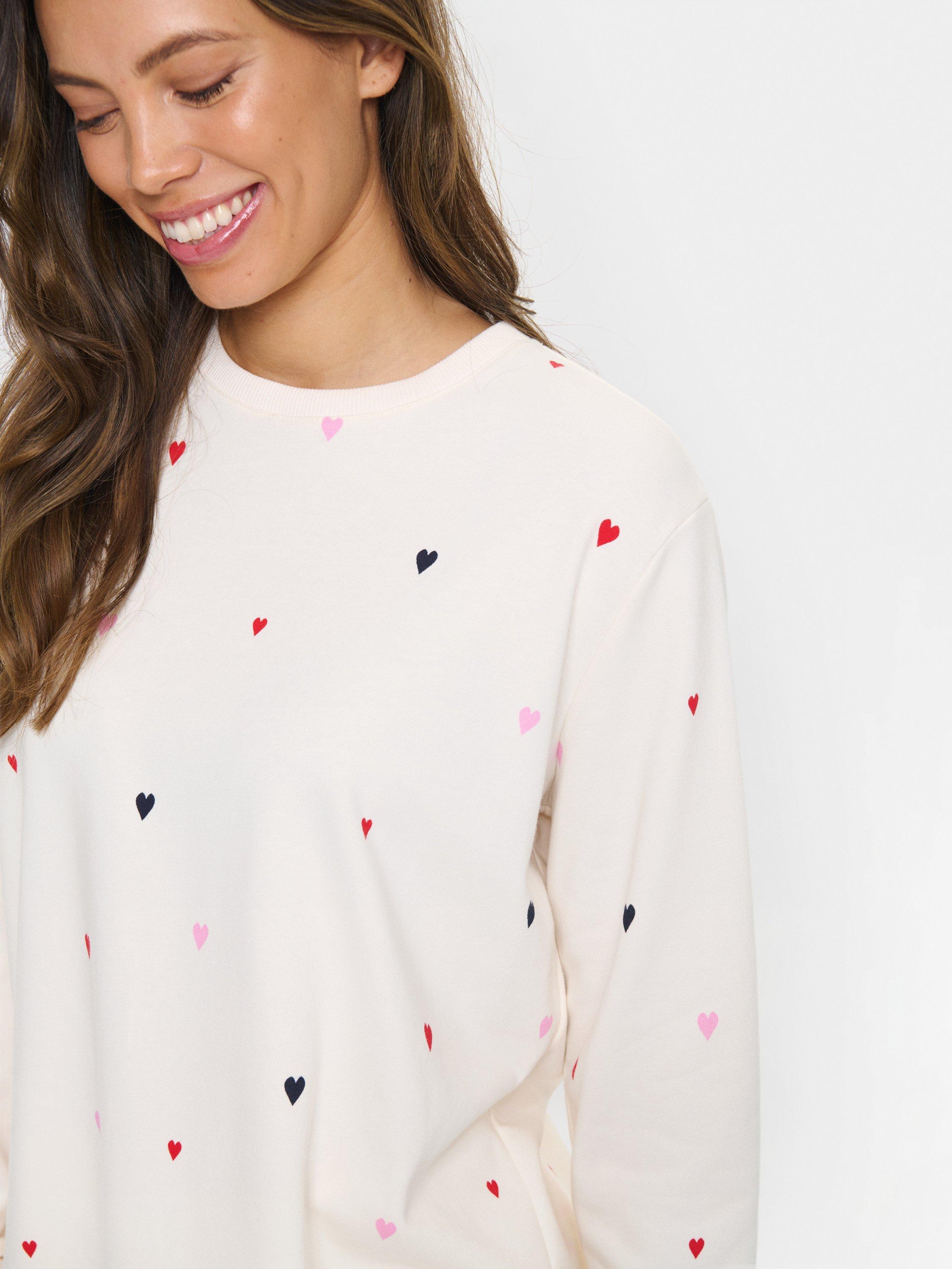 Product image 4 of 6, which shows Saint Tropez Johanni Hearts Sweatshirt, White/Multi, XS