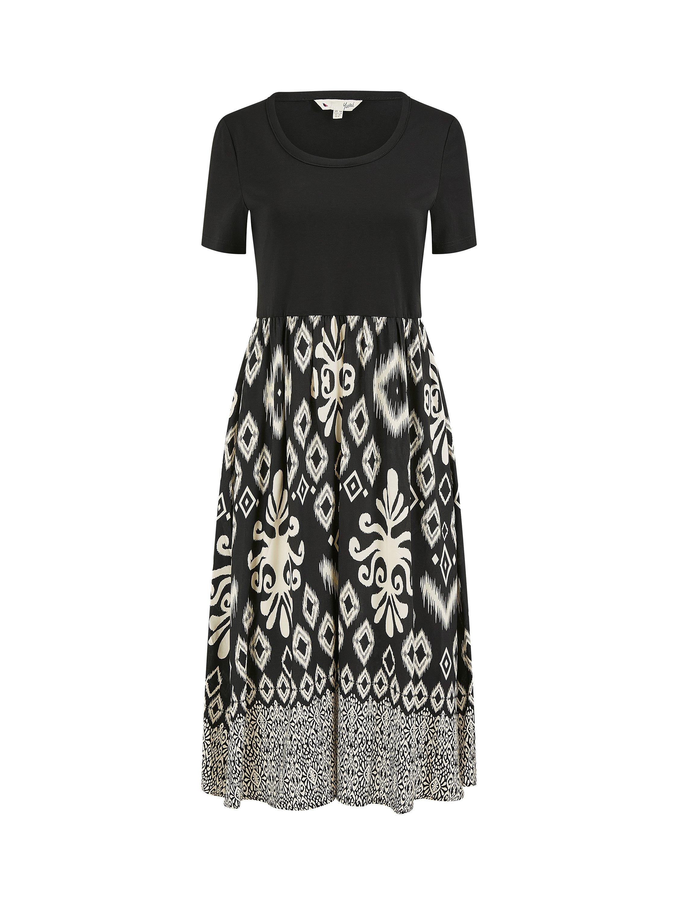 Product image 5 of 5, which shows Yumi Ikat Skirt T-Shirt Dress, Black, 8