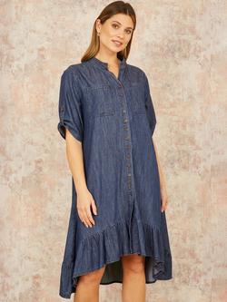 Yumi Relaxed Fit Chambray Denim Shirt Dress, Blue - view 2, Blue