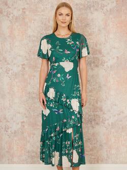 Yumi Bird & Floral Mesh Midi Dress - view 2, Green
