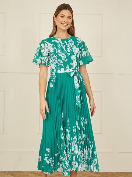 Yumi Mirrored Floral Pleated Dress - view 2, Green