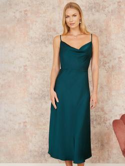 Yumi Satin Cowl Neck Dress - view 2, Green