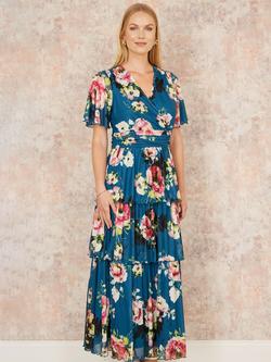 Yumi Floral Mesh Tiered Maxi Dress - view 2, Green