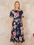 Yumi Floral Mesh Midi Dress, Navy